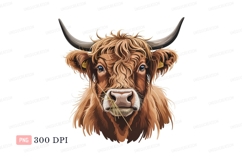 Highland cow eating hay bull animal Product Image 1
