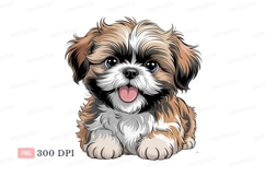 Fluffy brown white dog with blue eyes puppy Product Image 1