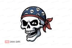 Skull pirate bandana illustration blue Product Image 1