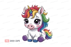 Cute cartoon unicorn with rainbow mane image Product Image 1
