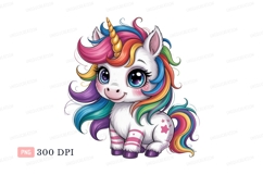 Cute unicorn with rainbow mane horn eyes Product Image 1