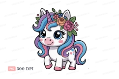 Cute unicorn with floral crown fantasy magical Product Image 1