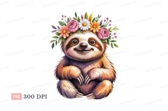 Adorable sloth wearing floral crown animal cute Product Image 1