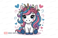 Cute unicorn with pink blue purple mane fantasy animal Product Image 1