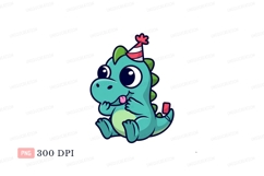 Cute dinosaur wearing party hat cartoon Product Image 1