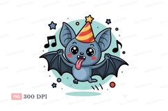 Cute bat wearing party hat cartoon Product Image 1