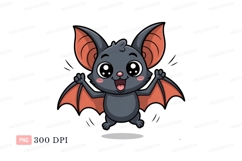 Cute cartoon bat with big eyes animal flying Product Image 1