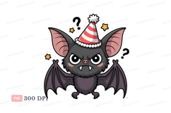 Angry bat wearing party hat cute Product Image 1