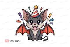Cute bat wearing party hat cartoon Product Image 1