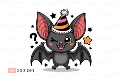 Cute bat wearing party hat cartoon halloween Product Image 1