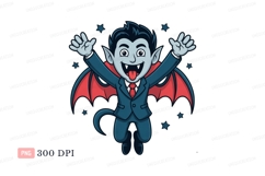 Cheerful vampire character with wings cartoon halloween Product Image 1