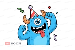 Blue monster party celebration horns Product Image 1