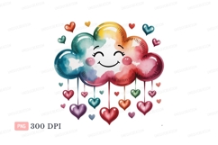 Happy rainbow cloud with hearts cute Product Image 1