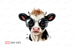 Cool cow wearing sunglasses black white Product Image 1