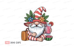 Festive gnome with summer drink and watermelon image Product Image 1