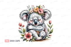 Fluffy koala wearing flower crown animal flowers Product Image 1