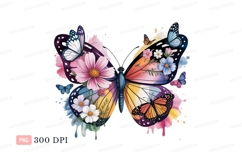 Colorful butterflies flowers watercolor butterfly nature Product Image 1