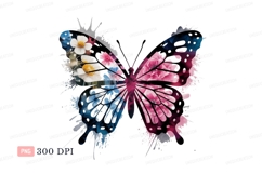 Floral butterfly wings painted pink blue image Product Image 1