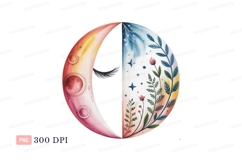Crescent moon celestial floral nature Product Image 1