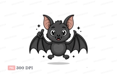 Cute bat giving thumbs up cartoon flying Product Image 1