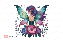Purple haired fairy with butterfly wings and flowers Product Image 1