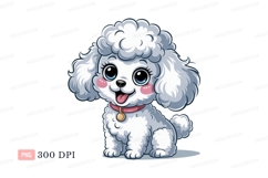 Fluffy white poodle with blue eyes and pink cheeks Product Image 1