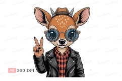 Deer wearing glasses and jacket animal Product Image 1