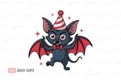 Happy bat wearing party hat cartoon Product Image 1