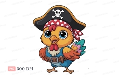 Cute chicken pirate with skull hat bandana Product Image 1