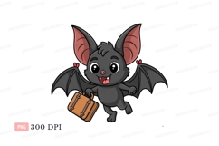 Flying bat carrying luggage cartoon cute Product Image 1
