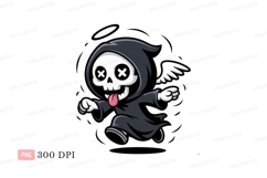 Cartoon grim reaper running with tongue out image Product Image 1