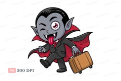 Chibi vampire walking with luggage cartoon character Product Image 1