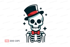 Skeleton wearing top hat and bow tie skull Product Image 1