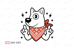 Black dog wearing orange bandana cartoon Product Image 1