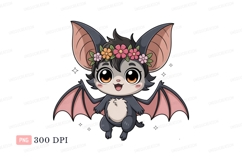 Cute bat wearing flower crown animal Product Image 1