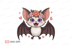Cute bat wearing flower crown hearts Product Image 1