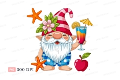Cheerful gnome with summer drink and starfish cocktail Product Image 1