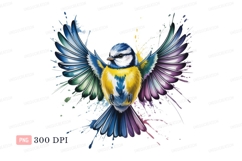 Colorful bird with spread wings blue yellow Product Image 1