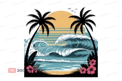 Tropical ocean waves at sunset surf beach Product Image 1
