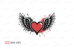 Red heart with splattered wings black Product Image 1