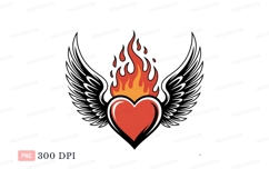 Fiery heart with wings fire flames Product Image 1