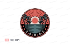 Tropical sunset ocean palm trees image Product Image 1