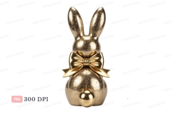 Golden bunny statue with bow metallic Product Image 1