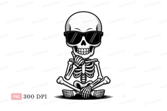 Skeleton wearing sunglasses thinking bones black Product Image 1