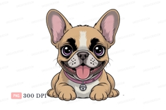 Happy French Bulldog With Big Eyes puppy cartoon Product Image 1