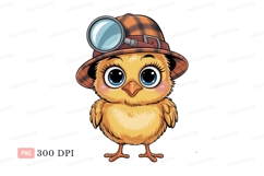 Curious chick detective with magnifying glass yellow Product Image 1