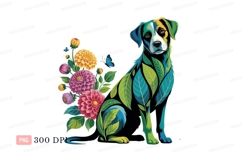 Floral dog with butterflies butterfly nature Product Image 1