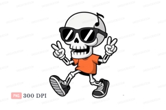 Dancing skeleton wearing sunglasses and orange shirt Product Image 1