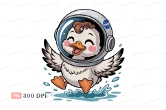 Adorable duckling astronaut splashes in water helmet Product Image 1