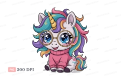 Cute unicorn wearing glasses and sweater fantasy magical Product Image 1